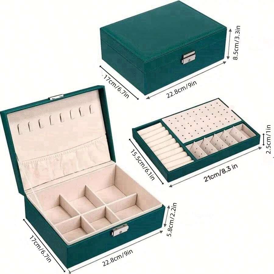 ZS - Multi-grid Lockable Jewelry Storage Box, White Double Layer Ring Box, For Home