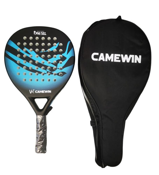 ZS - CAMEWIN Carbon Fibre Padel Racket / Bat - Marble Design & Padded Carry Bag
