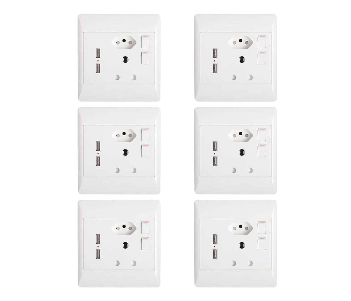 ZS - Redisson 16A Double Wall Socket with 2 USB Slots (4x4) - Set of 6 ...