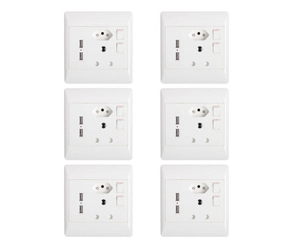 ZS - Redisson 16A Double Wall Socket with 2 USB Slots (4x4) - Set of 6
