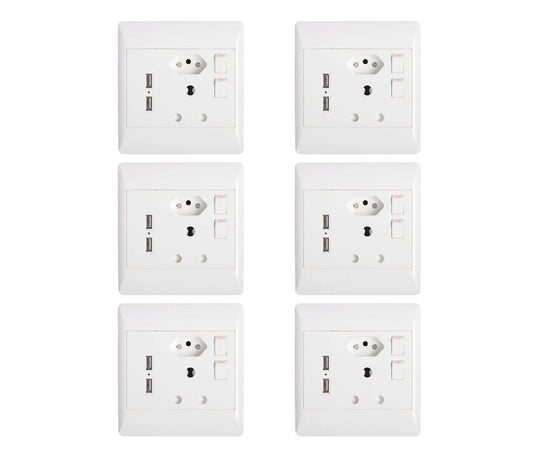 ZS - Redisson 16A Double Wall Socket with 2 USB Slots (4x4) - Set of 6