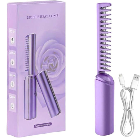 ZS -  Portable Rechargeable Travel Heat Comb Hair Straightener