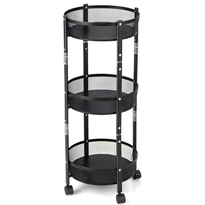 ZS - Folding Kitchen Storage Rack, 3 Tier Storage Rack Shelf with Wheels