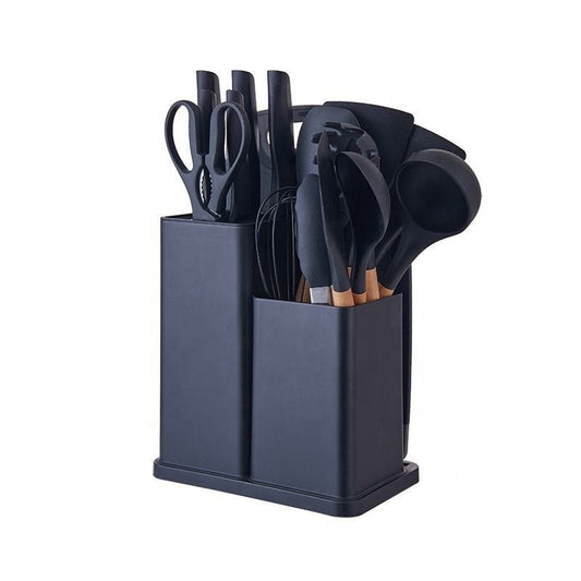 ZS - Silicone Kitchenware Set 19 Pieces Knife & Spoon Set With Storage Rack