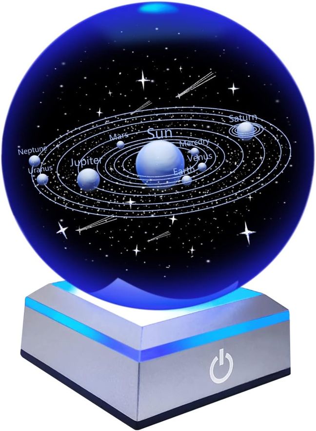 ZS - 8cm 3D Crystal Ball with Colour Changing Light Up Base