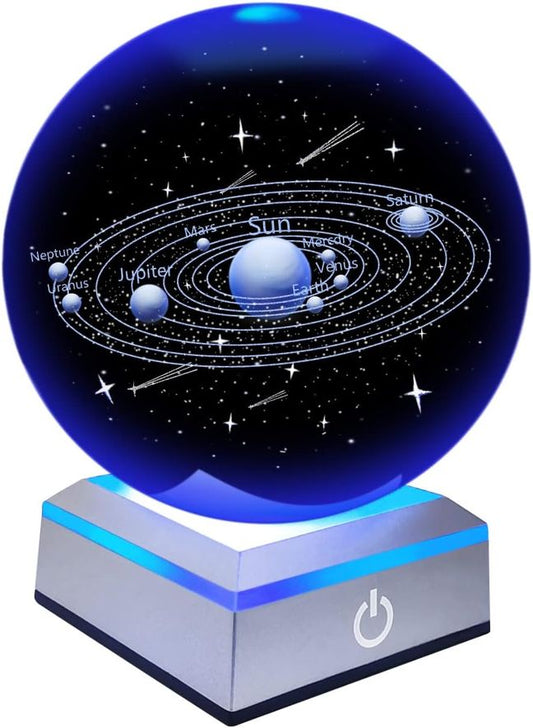 ZS - 8cm 3D Crystal Ball with Colour Changing Light Up Base