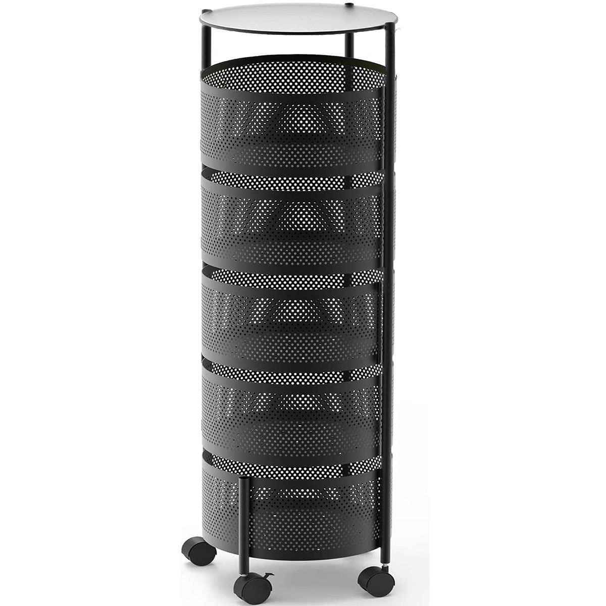 ZS - 5 Tier Fruit Shelf Basket Storage Rack Rotating Wheels