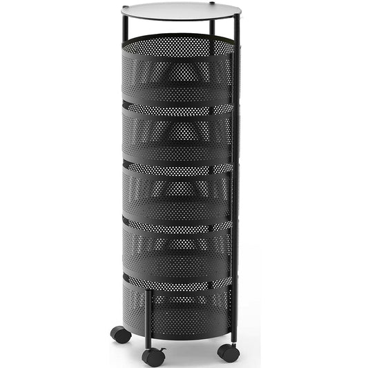 ZS - 5 Tier Fruit Shelf Basket Storage Rack Rotating Wheels