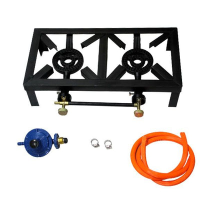 ZS - 2 Burner Gas Stove with a Pipe and Regulator