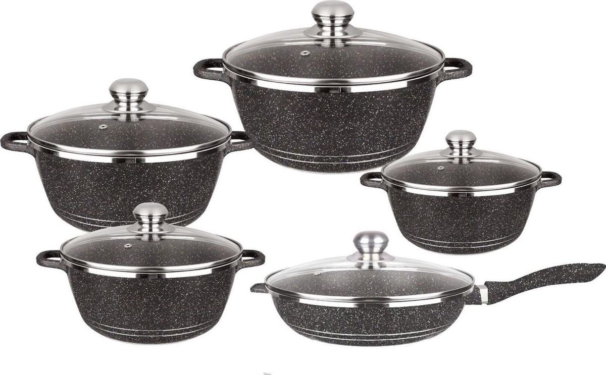 ZS - 12 Pieces Aluminum Granite Coating Non-Stick Cookware Set