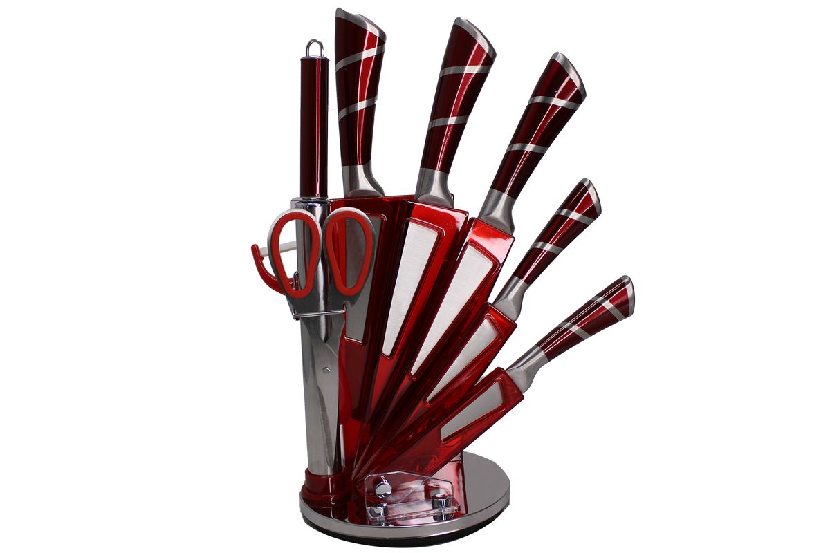 ZS - 9 Piece Stainless Steel Rotating Kitchen Knife Set