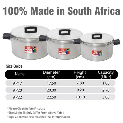 ZS - Bon Voyage - 6 Piece Pots Set Cookware Aluminium Stew Pan
