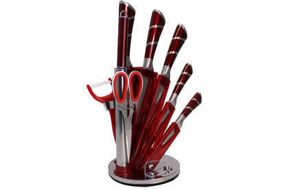 ZS - 9 Piece Stainless Steel Rotating Kitchen Knife Set