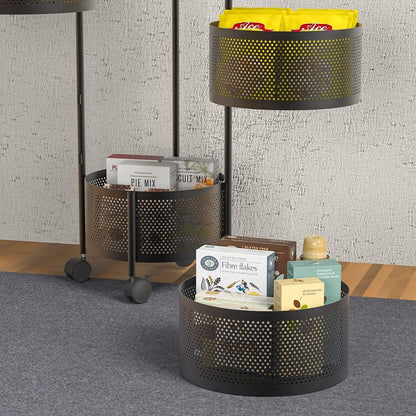 ZS - 5 Tier Fruit Shelf Basket Storage Rack Rotating Wheels