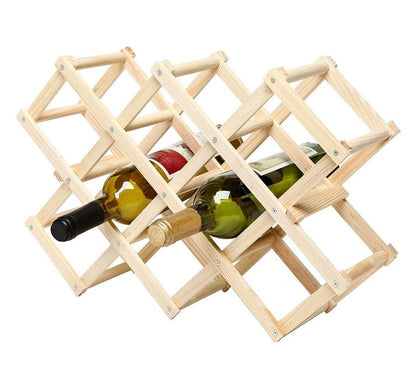 ZS - Foldable Wood Wine Rack Holder Storage Display Stand