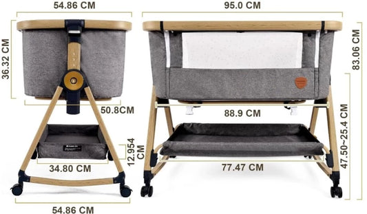 ZS - 5-in-1 Adjustable Baby Bedside Sleeper Bassinet with Mosquito Net & Storage