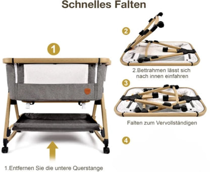 ZS - 5-in-1 Adjustable Baby Bedside Sleeper Bassinet with Mosquito Net & Storage