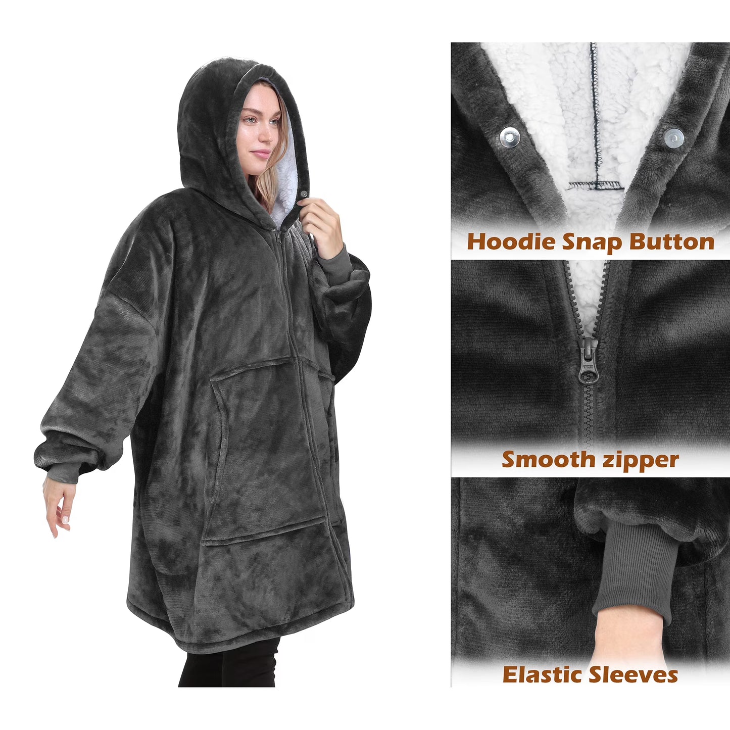 ZS - Oversized Huggle Hoodie Blanket with Zipper