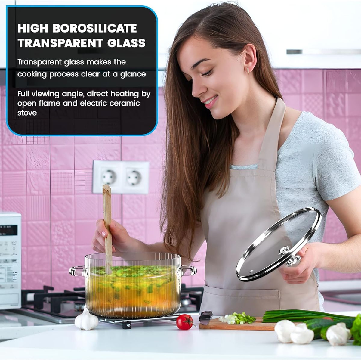 ZS - Glass Pot Heat Resistant Compatible With Gas & Electric Ceramic Stove