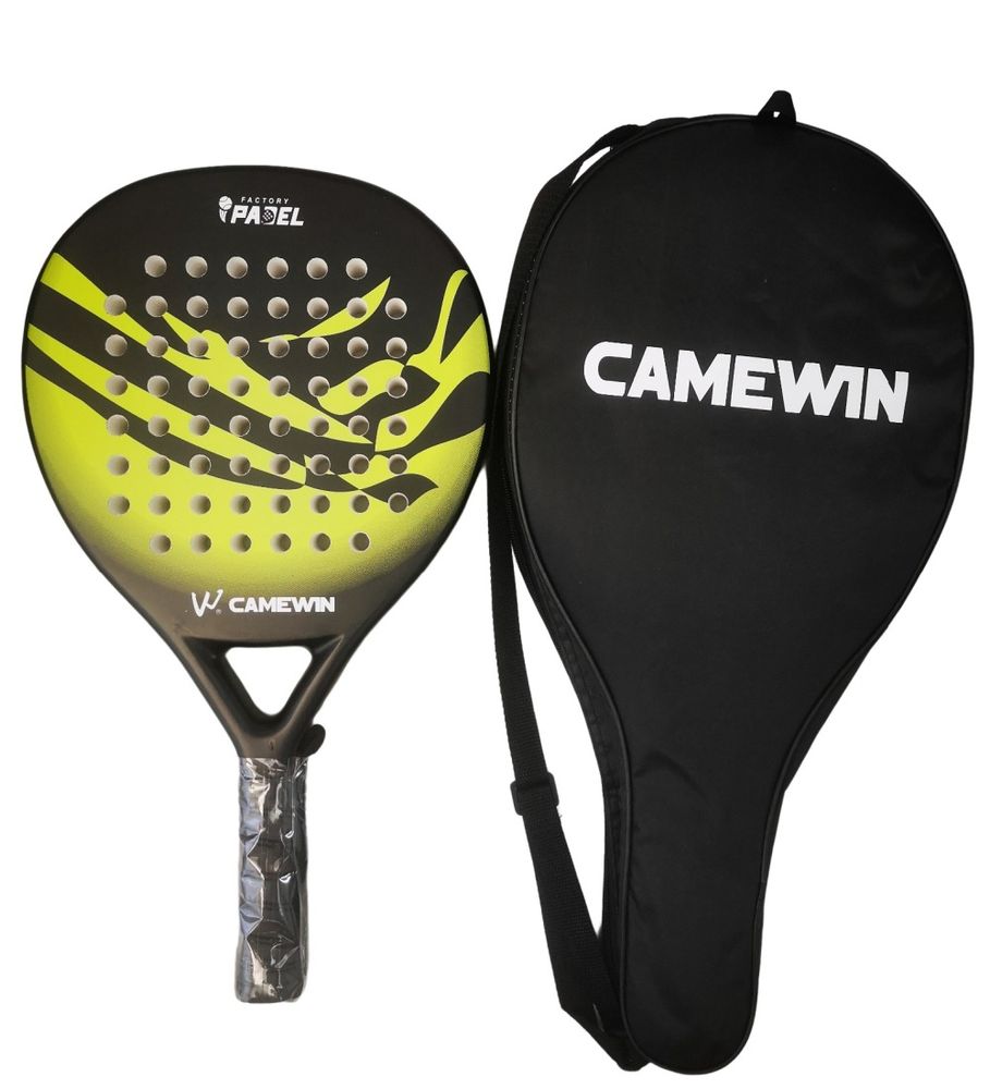 ZS - CAMEWIN Carbon Fibre Padel Racket / Bat - Marble Design & Padded Carry Bag