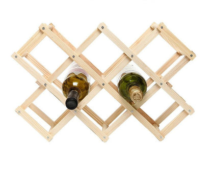 ZS - Foldable Wood Wine Rack Holder Storage Display Stand