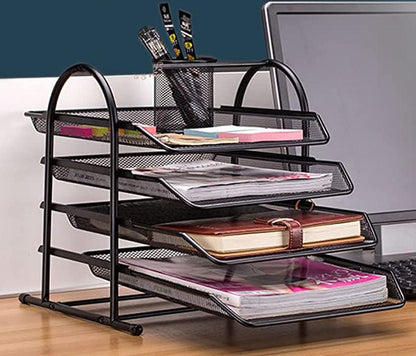 ZS - 4-Tier Metal Desk Organizer with Sliding Document Tray