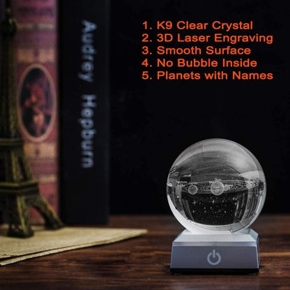 ZS - 8cm 3D Crystal Ball with Colour Changing Light Up Base