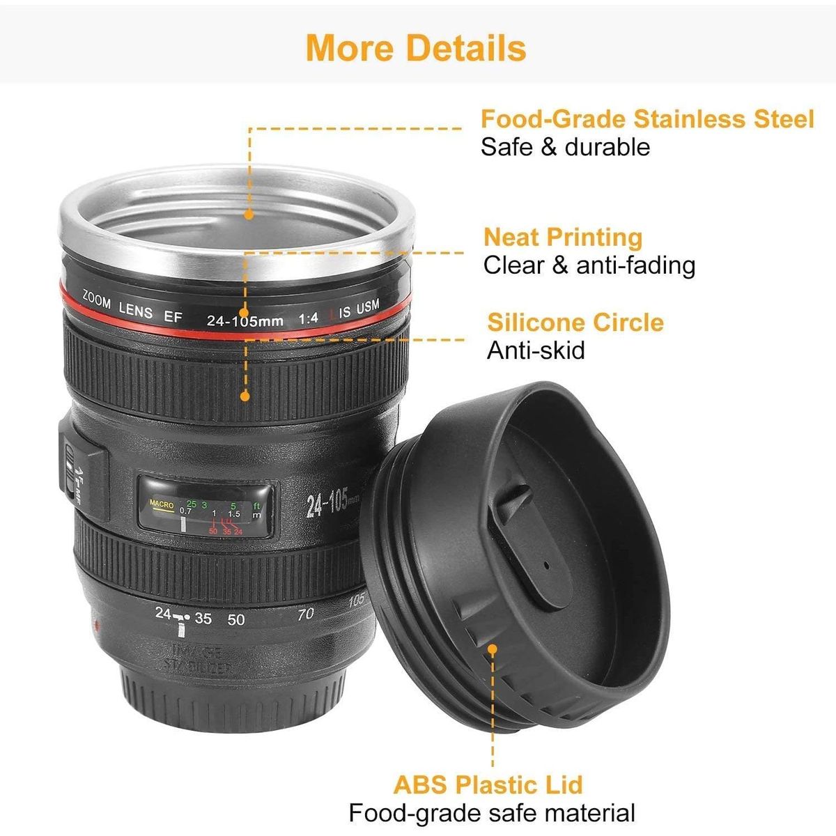 ZS - EF 24-105mm Camera Lens Thermo Flask for Coffee / Cold beverages.