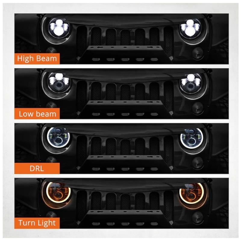 ZS - 2PCS 7 Inch Round LED Headlights For Jeep