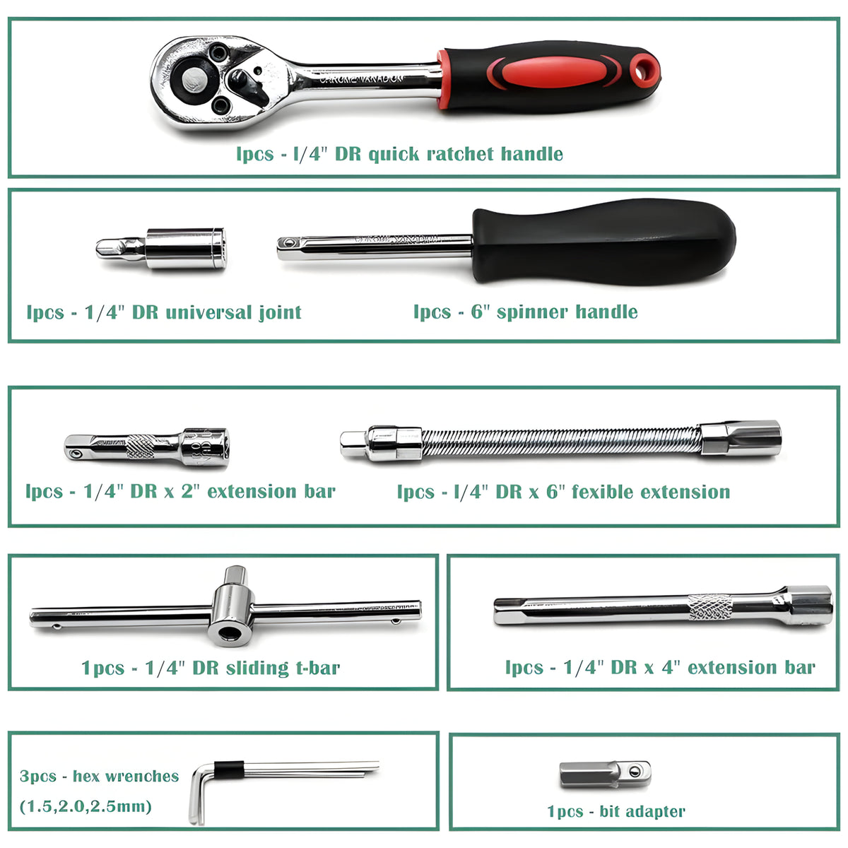 ZS - 216Pcs Screwdriver Bits Socket, Spanner, and Wrench Sockets Sets Hand Tools