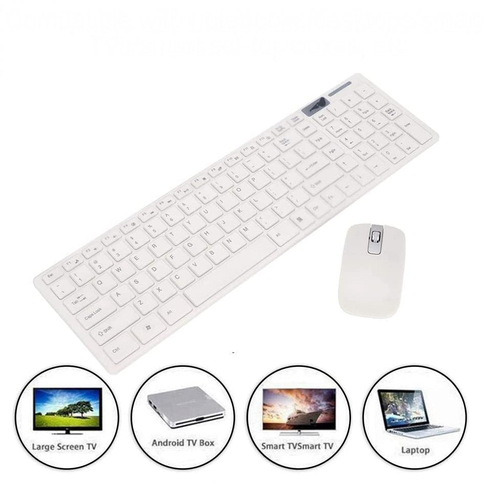 ZS - Ultra thin White Wireless Keyboard & Mouse