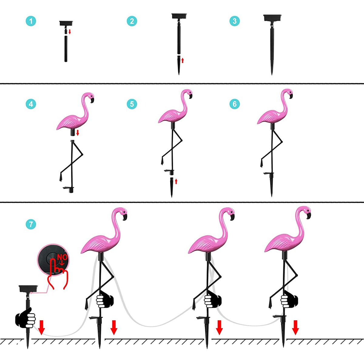 ZS - Waterproof Solar Flamingo Garden LED Lights