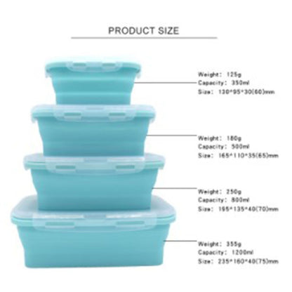 ZS - Collapsible Silicone Lunch Boxes - Set of Four