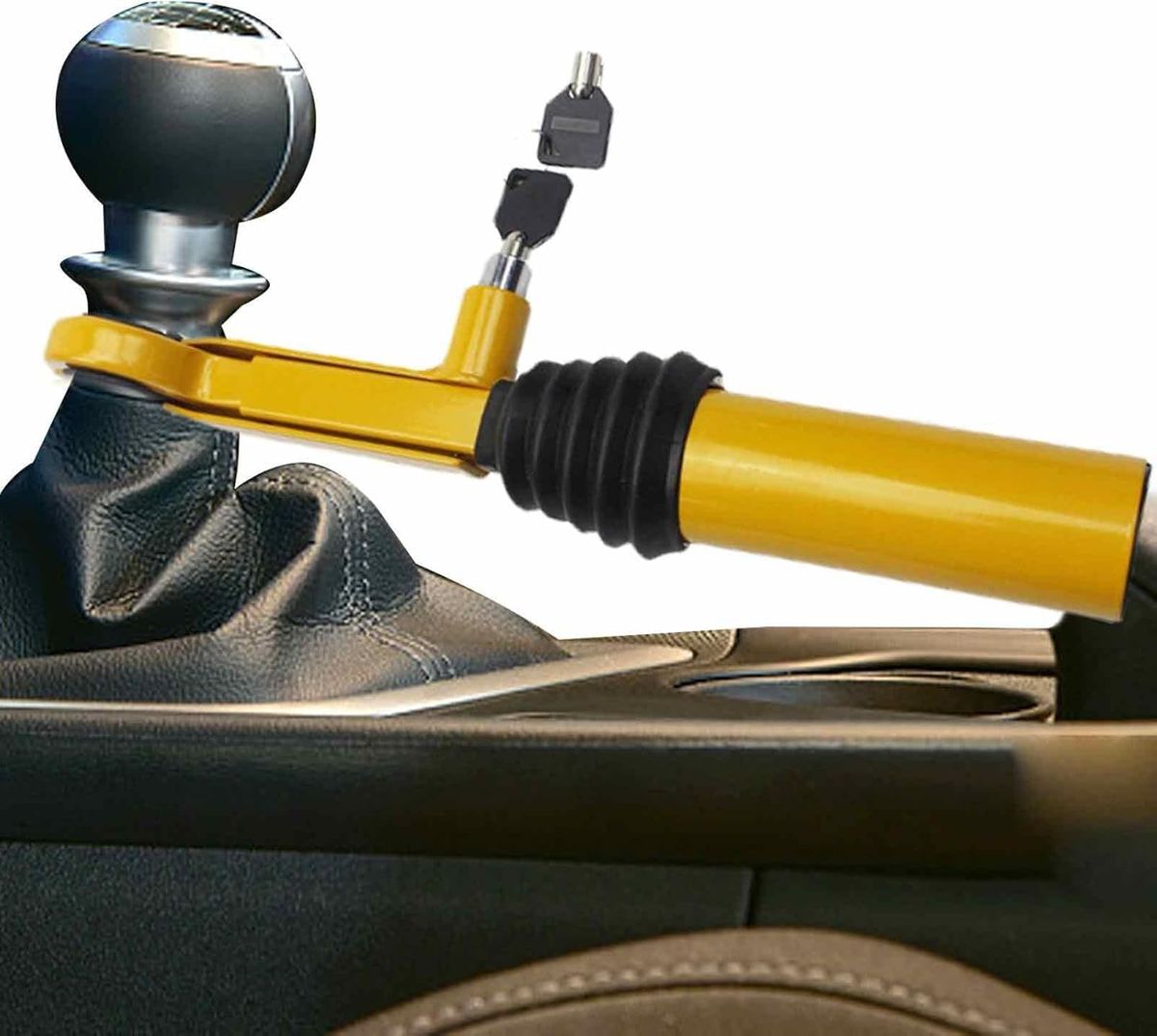 ZS - Car Lock Hand Brake Lock Gear Lock Anti-Theft Lock Gear Yellow