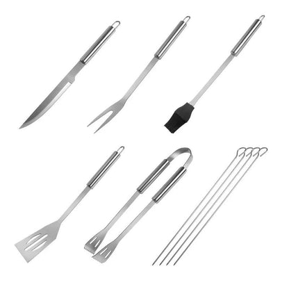 ZS - Stainless Steel Camping Braai 9pcs Utensil Set Portable Braai Grill Tools