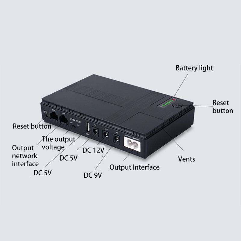 ZS - 10400mah Lithium Battery UPS 9v 12v Dc 15v 24v Poe Mini UPS