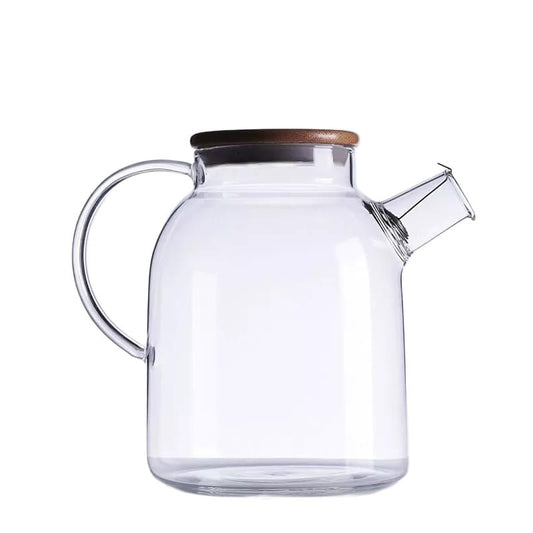 ZS - Teapot 1.5 Litre Traditional Borosilicate Glass With Wooden Lid