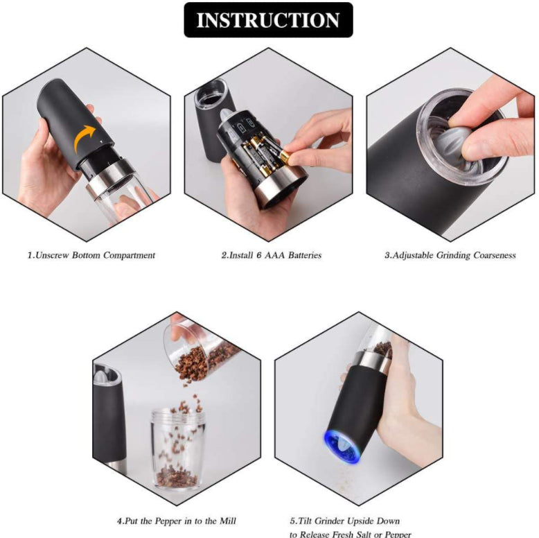 ZS - Gravity Electric LED Salt and Pepper Mill