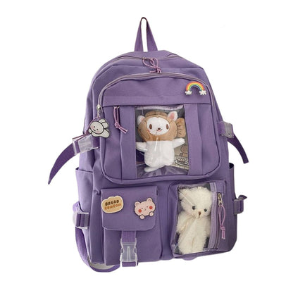 ZS - Trendy Cute - Kawaii Fashion School Bag with Customizable Design & Dolls