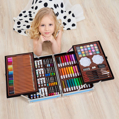 ZS - Art Set with Aluminum Folding Case for Kids - 145 Piece Set