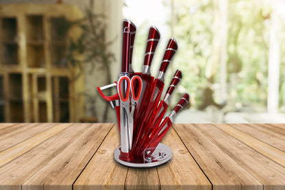 ZS - 9 Piece Stainless Steel Rotating Kitchen Knife Set