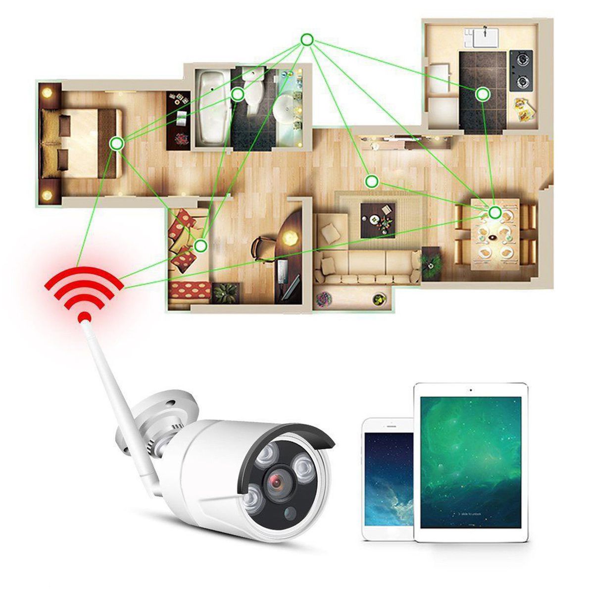 ZS - JORTAN Wireless  NVR Kit 4 Channel, 4 Camera 1080P Outdoor Camera System