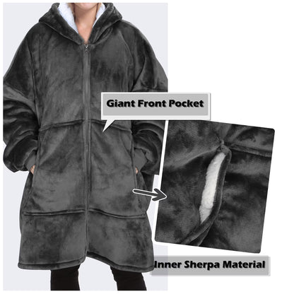 ZS - Oversized Huggle Hoodie Blanket with Zipper