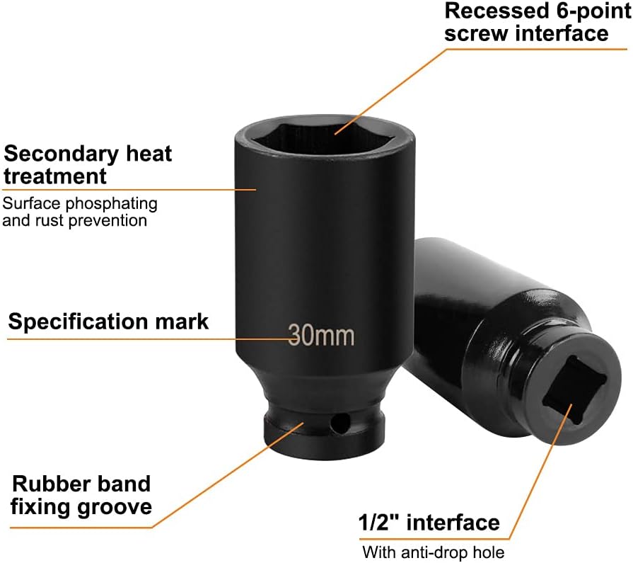 ZS - 35 Pieces 1/2 inch Heavy Duty Impact Socket Set