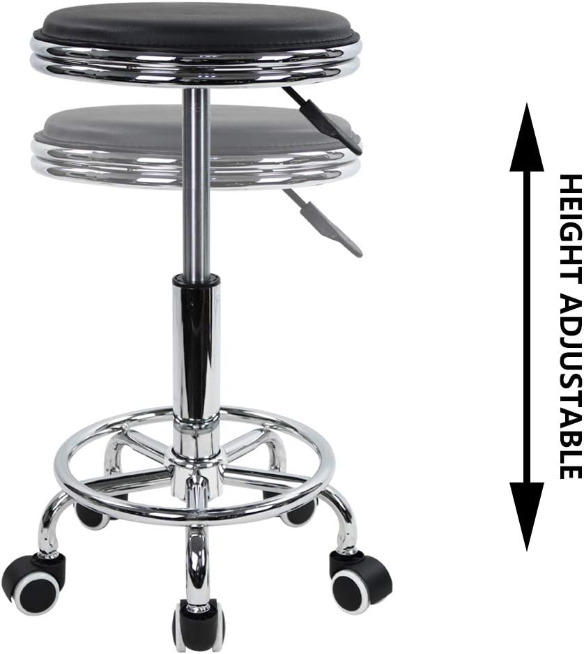 ZS - Round Rolling Stool with Foot Rest