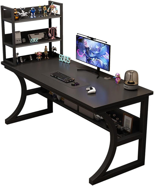 ZS - Gaming Table with Storage Shelves Under The Table
