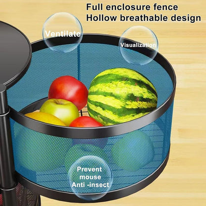 ZS - 5 Tier Fruit Shelf Basket Storage Rack Rotating Wheels