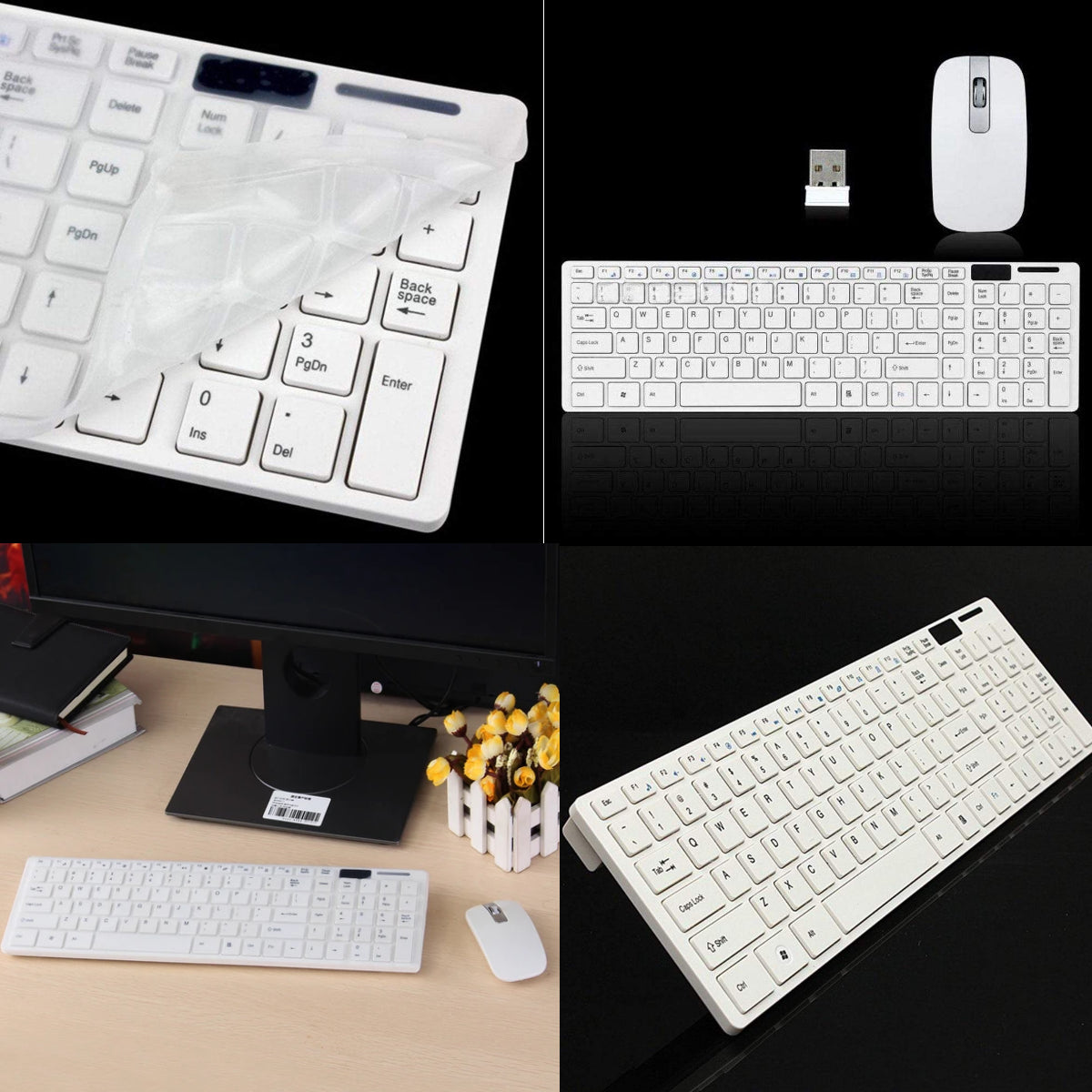 ZS - Ultra thin White Wireless Keyboard & Mouse