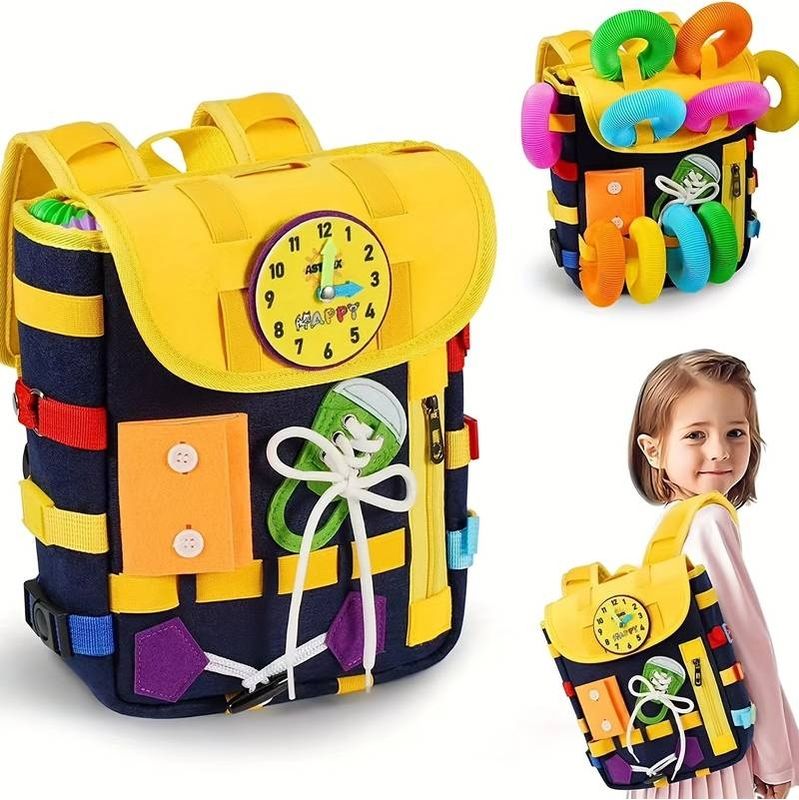 ZS - School-Friendly Busy Toddler Backpack Learning Activities school bag
