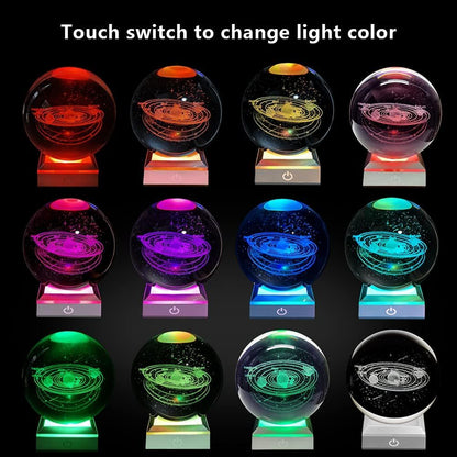 ZS - 8cm 3D Crystal Ball with Colour Changing Light Up Base